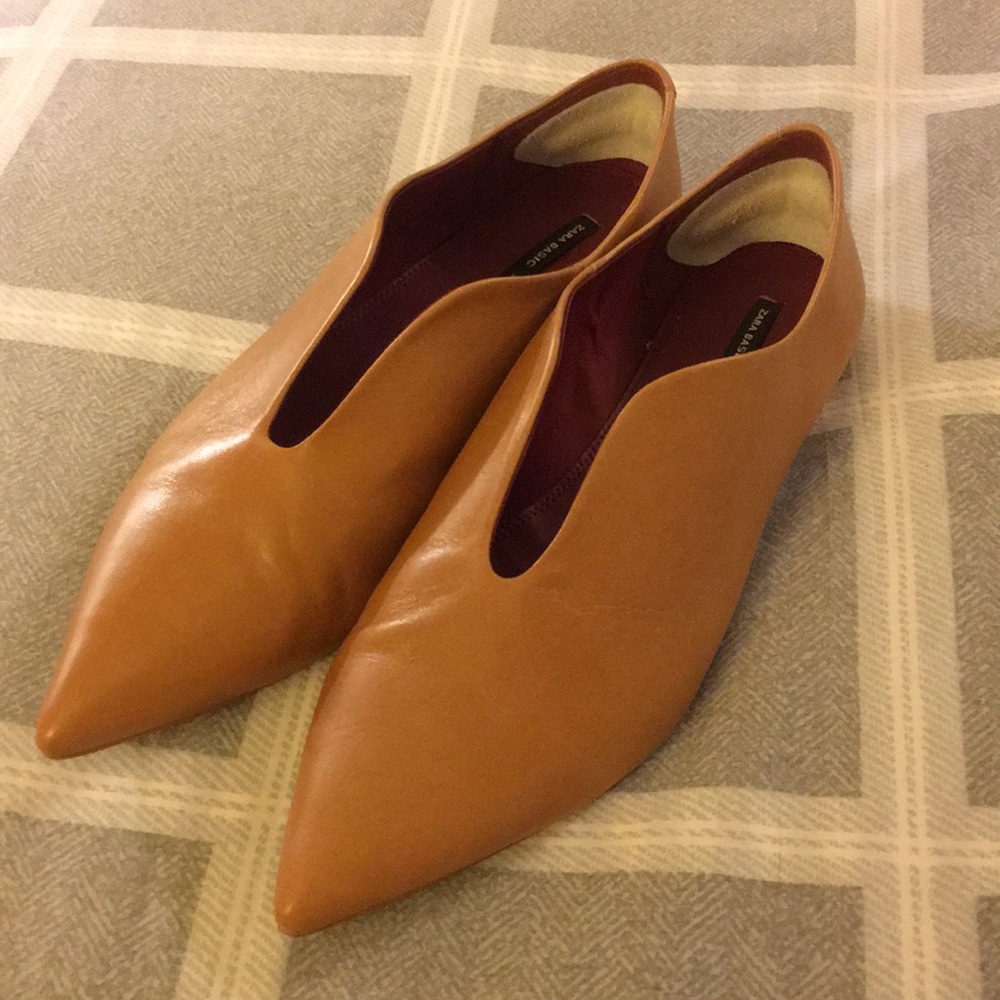 Zara pointy leather loafers